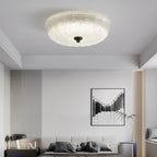 Contemporary Nordic Round Stripe Handmade Glass Copper LED Flush Mount Ceiling Light For Living Room