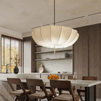 Traditional Japanese Round Iron Frame Fabric Shade 3/5 Light Chandelier for Living Room Lumendat