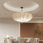 Traditional Japanese Round Iron Frame Fabric Shade 3/5 Light Chandelier for Living Room Lumendat