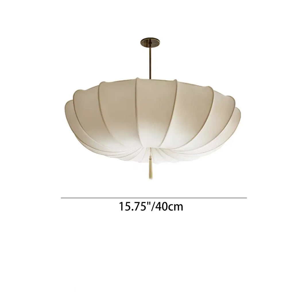 Traditional Japanese Round Iron Frame Fabric Shade 3/5 Light Chandelier for Living Room Lumendat