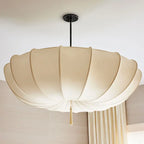 Traditional Japanese Round Iron Frame Fabric Shade 3/5 Light Chandelier for Living Room Lumendat