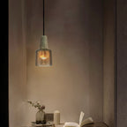 Contemporary Nordic Round Cylinder Marble Glass Shade 1-Light Pendant Light For Living Room