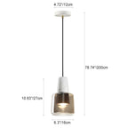 Contemporary Nordic Round Cylinder Marble Glass Shade 1-Light Pendant Light For Living Room