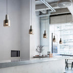 Contemporary Nordic Round Cylinder Marble Glass Shade 1-Light Pendant Light For Living Room
