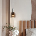 Contemporary Nordic Round Cylinder Marble Glass Shade 1-Light Pendant Light For Living Room