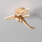 Contemporary Creative Kids Dinosaur Solid Wood Acrylic LED Semi-Flush Mount Ceiling Light For Bedroom