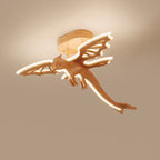 Contemporary Creative Kids Dinosaur Solid Wood Acrylic LED Semi-Flush Mount Ceiling Light For Bedroom
