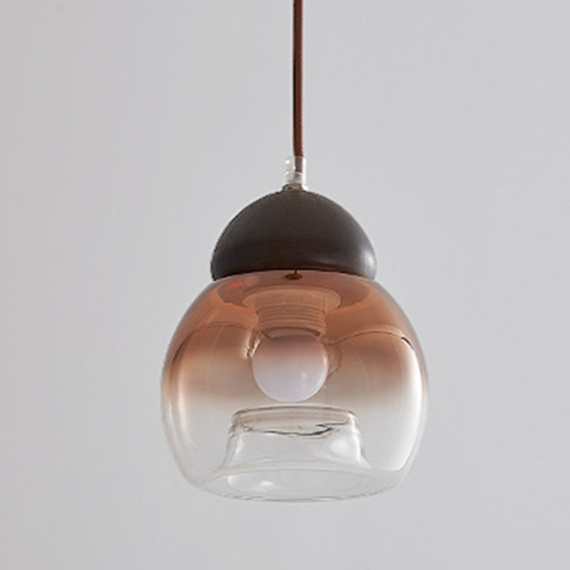 Contemporary Retro Globe Wood Glass 1-Light Pendant Light For Bedroom