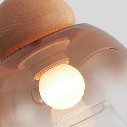 Contemporary Retro Globe Wood Glass 1-Light Pendant Light For Bedroom