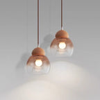 Contemporary Retro Globe Wood Glass 1-Light Pendant Light For Bedroom