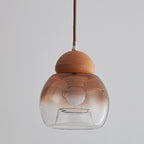Contemporary Retro Globe Wood Glass 1-Light Pendant Light For Bedroom