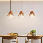 Contemporary Retro Globe Wood Glass 1-Light Pendant Light For Bedroom