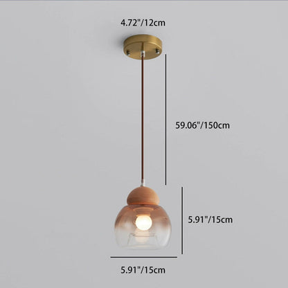 Contemporary Retro Globe Wood Glass 1-Light Pendant Light For Bedroom
