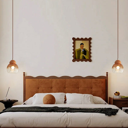Contemporary Retro Globe Wood Glass 1-Light Pendant Light For Bedroom