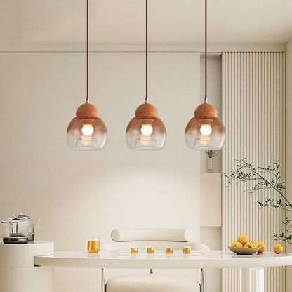 Contemporary Retro Globe Wood Glass 1-Light Pendant Light For Bedroom