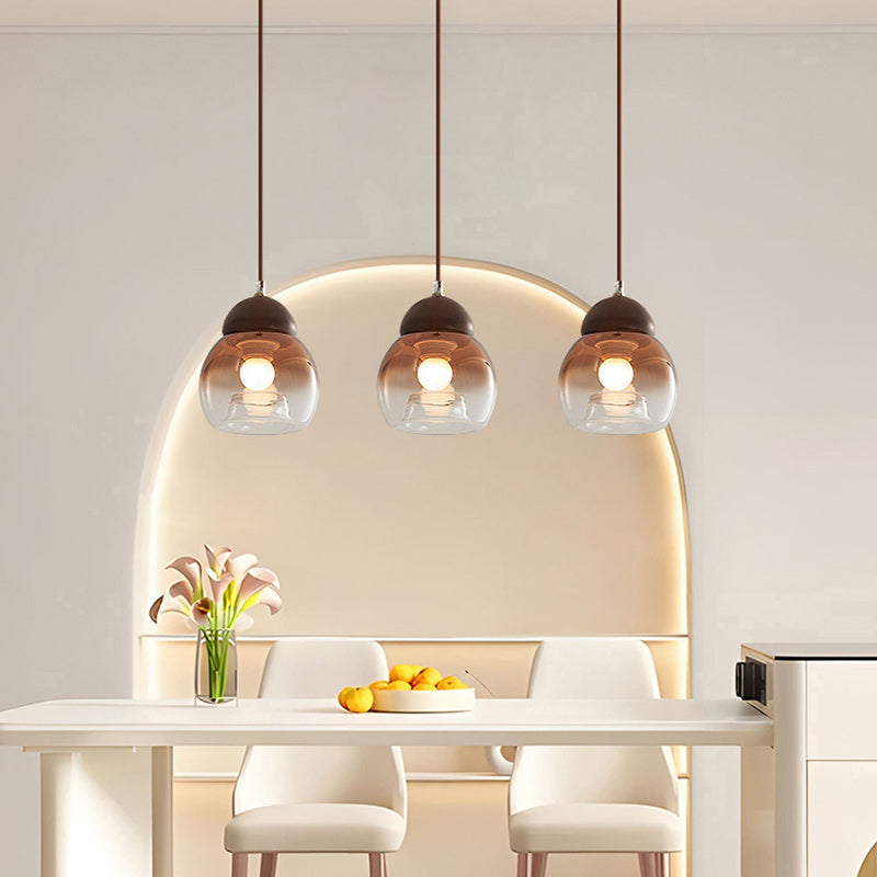 Contemporary Retro Globe Wood Glass 1-Light Pendant Light For Bedroom
