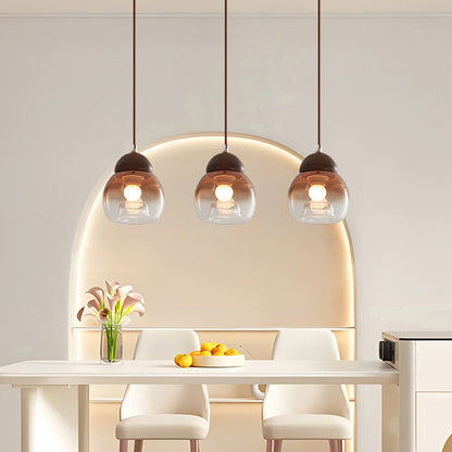 Contemporary Retro Globe Wood Glass 1-Light Pendant Light For Bedroom