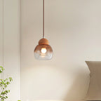 Contemporary Retro Globe Wood Glass 1-Light Pendant Light For Bedroom