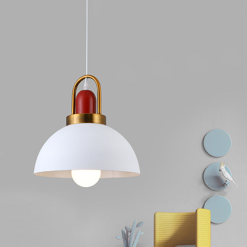 Contemporary Nordic Round Dome Aluminum 1-Light Pendant Light For Living Room