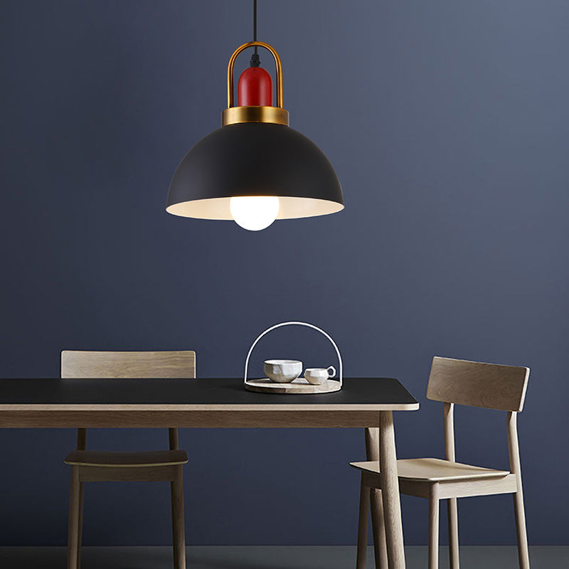 Contemporary Nordic Round Dome Aluminum 1-Light Pendant Light For Living Room