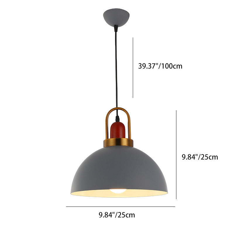 Contemporary Nordic Round Dome Aluminum 1-Light Pendant Light For Living Room