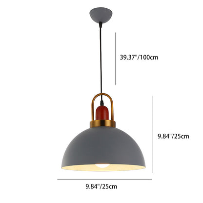 Contemporary Nordic Round Dome Aluminum 1-Light Pendant Light For Living Room