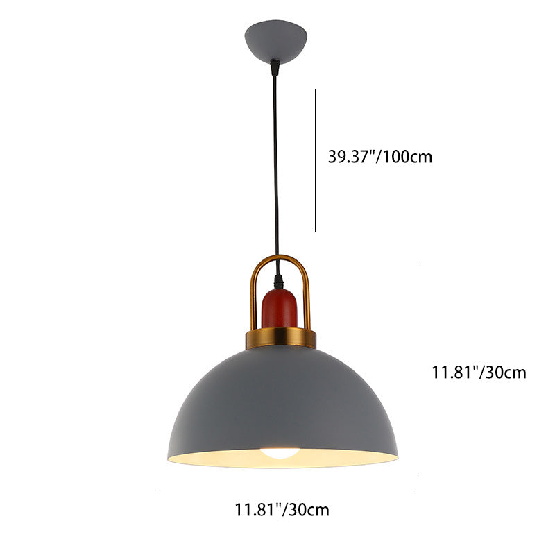 Contemporary Nordic Round Dome Aluminum 1-Light Pendant Light For Living Room