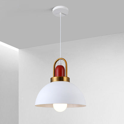 Contemporary Nordic Round Dome Aluminum 1-Light Pendant Light For Living Room