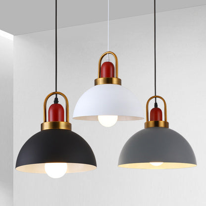 Contemporary Nordic Round Dome Aluminum 1-Light Pendant Light For Living Room