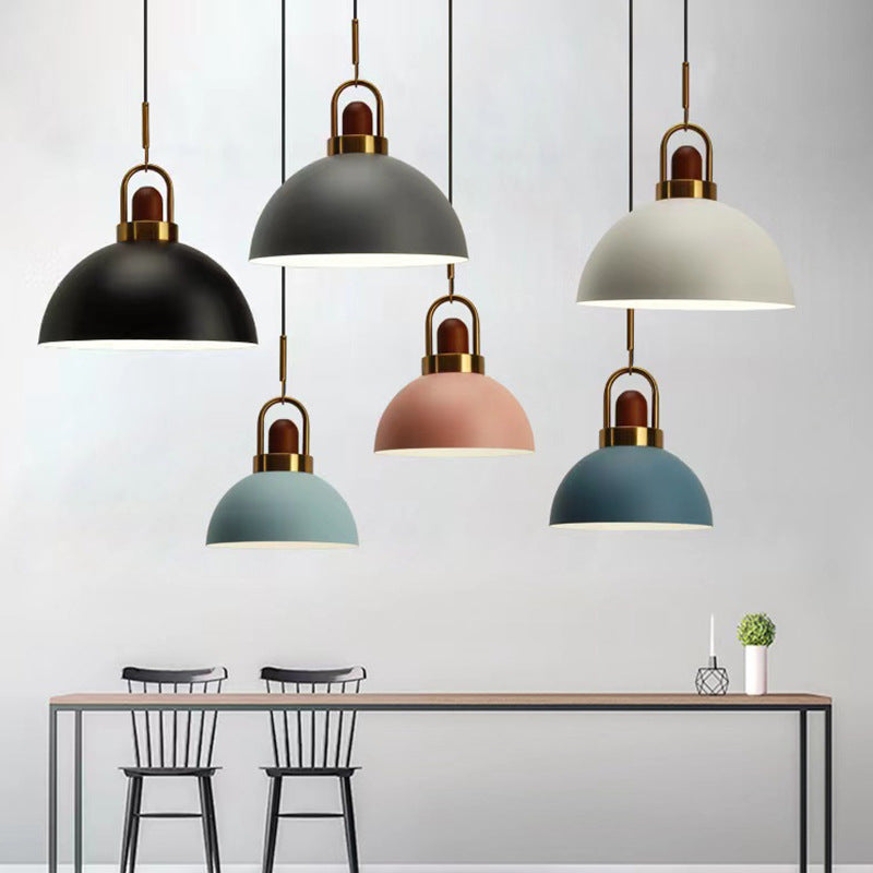 Contemporary Nordic Round Dome Aluminum 1-Light Pendant Light For Living Room