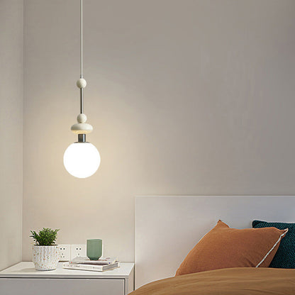 Modern Minimalist Round Globe Round Beads Iron 1-Light Pendant Light For Bedroom