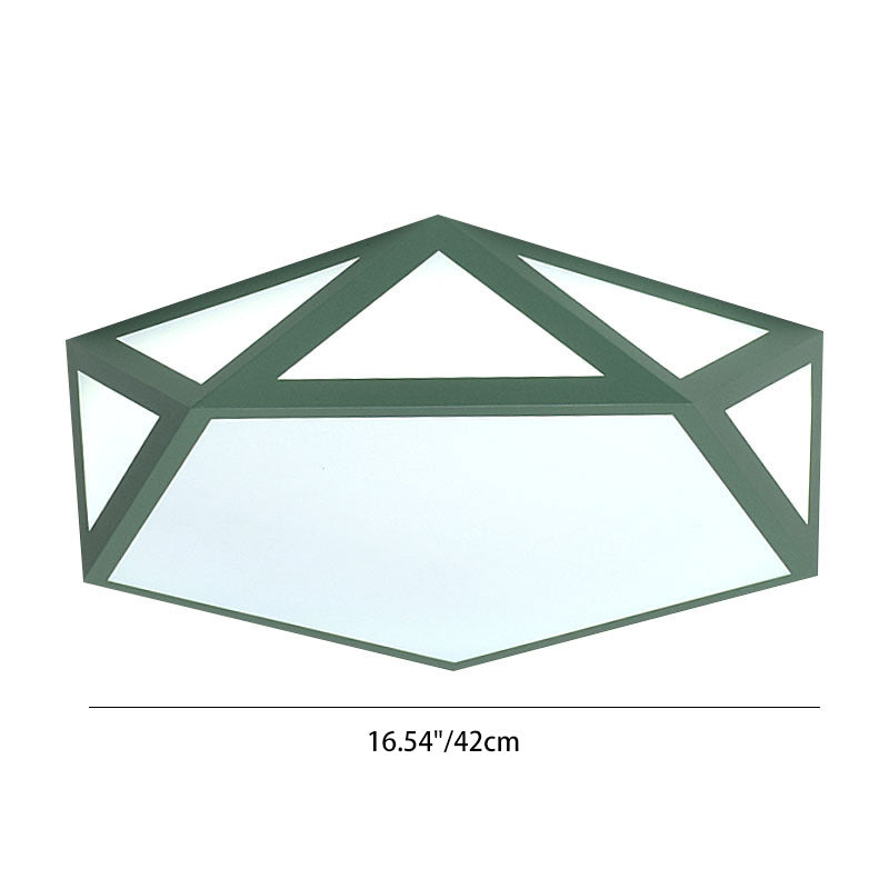 Modern Minimalist Geometric Pentagonal Iron Frame Acrylic Shade LED Flush Mount Ceiling Light For Bedroom