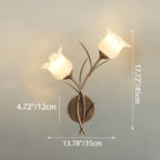 Traditional Rustic Floral Leaf Iron Glass 1/2 Light Wall Sconce Lamp For Living Room