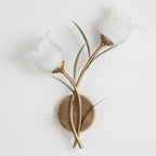 Traditional Rustic Floral Leaf Iron Glass 1/2 Light Wall Sconce Lamp For Living Room