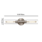 Modern Minimalist Cylinder Glass Iron Shade 2-Light Vanity Light Wall Sconce Lamp For Bathroom