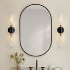 Modern Minimalist Cylinder Glass Iron Shade 2-Light Vanity Light Wall Sconce Lamp For Bathroom
