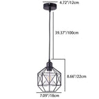 Contemporary Industrial Round Geometric Iron Cage 1-Light Pendant Light For Living Room