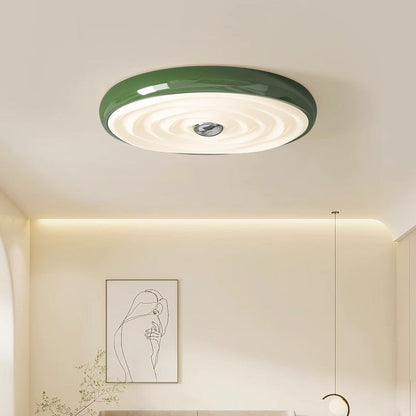 Modern Minimalist Round Water Ripple Iron Acrylic LED Flush Mount Ceiling Light For Bedroom