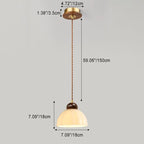 Contemporary Retro Round Petal Flower Shape Wood Glass 1-Light Pendant Light For Living Room