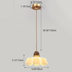 Contemporary Retro Round Petal Flower Shape Wood Glass 1-Light Pendant Light For Living Room