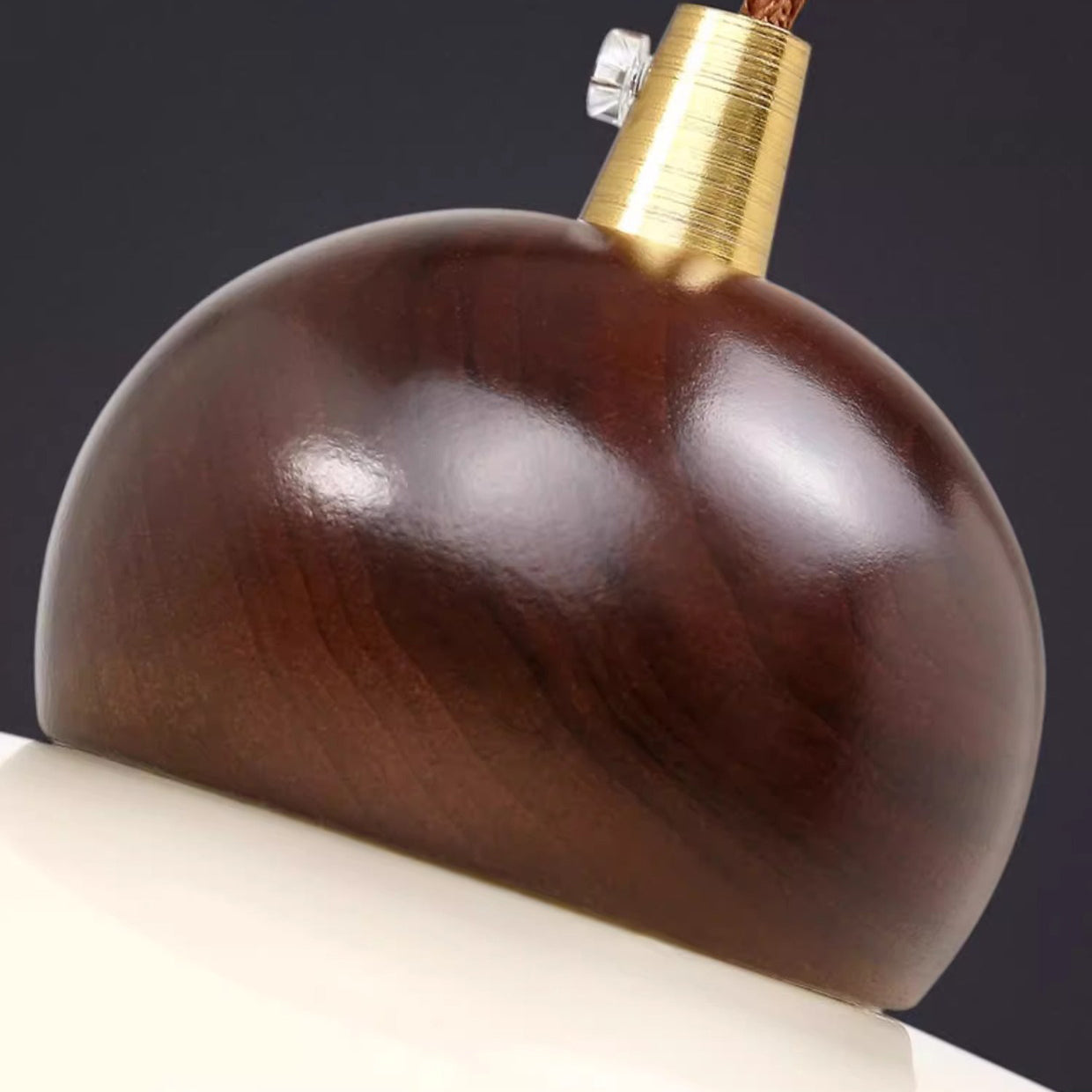 Contemporary Retro Round Petal Flower Shape Wood Glass 1-Light Pendant Light For Living Room