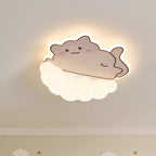 Contemporary Creative Kids Puppy Cat Panda Iron PE LED Flush Mount Ceiling Light For Bedroom