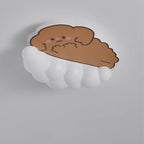 Contemporary Creative Kids Puppy Cat Panda Iron PE LED Flush Mount Ceiling Light For Bedroom