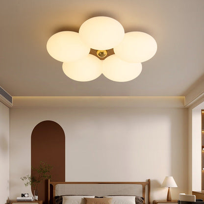 Modern Minimalist Round Floral Iron Plastic LED Flush Mount Ceiling Light For Living Room
