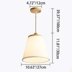 Contemporary Nordic Round Cylinder Wooden Fabric Shade 1-Light Pendant Light For Living Room