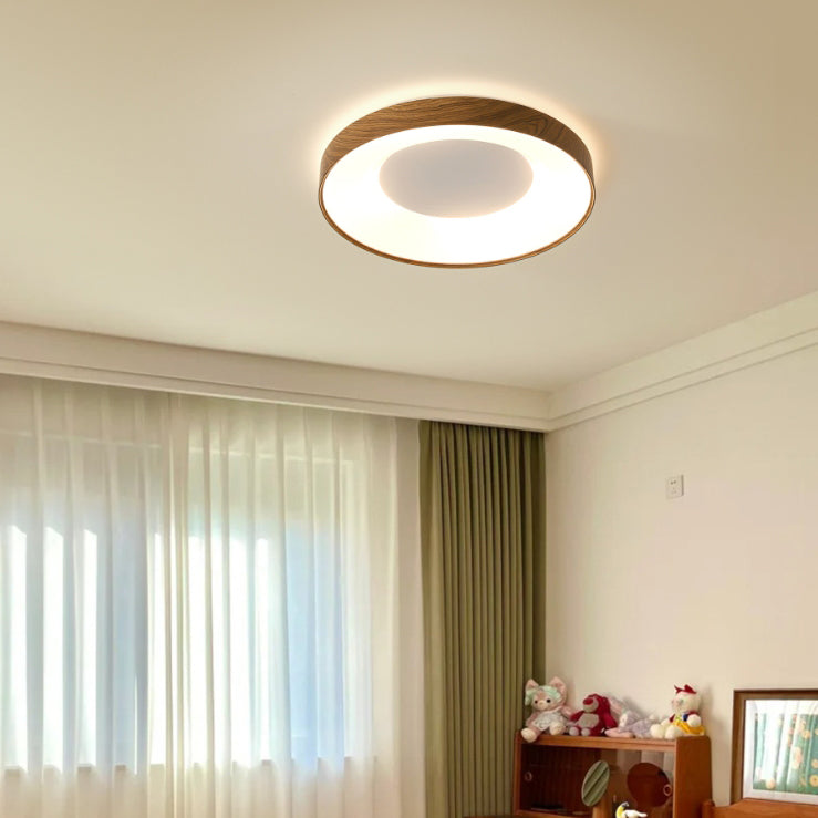 Modern Minimalist Round Concave Iron Acrylic Shade LED Flush Mount Ceiling Light For Bedroom
