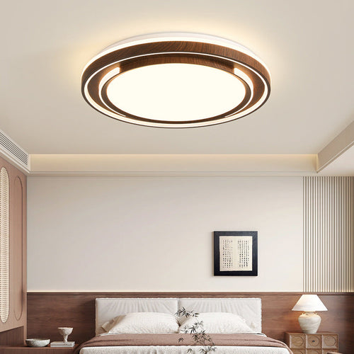 Modern Minimalist Line Round Iron Acrylic Shade LED Flush Mount Ceiling Light For Bedroom