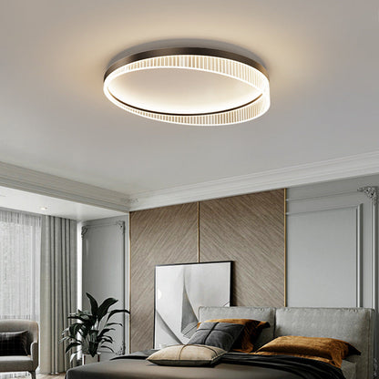 Modern Minimalist Round Iron Frame Acrylic Shade LED Flush Mount Ceiling Light For Bedroom