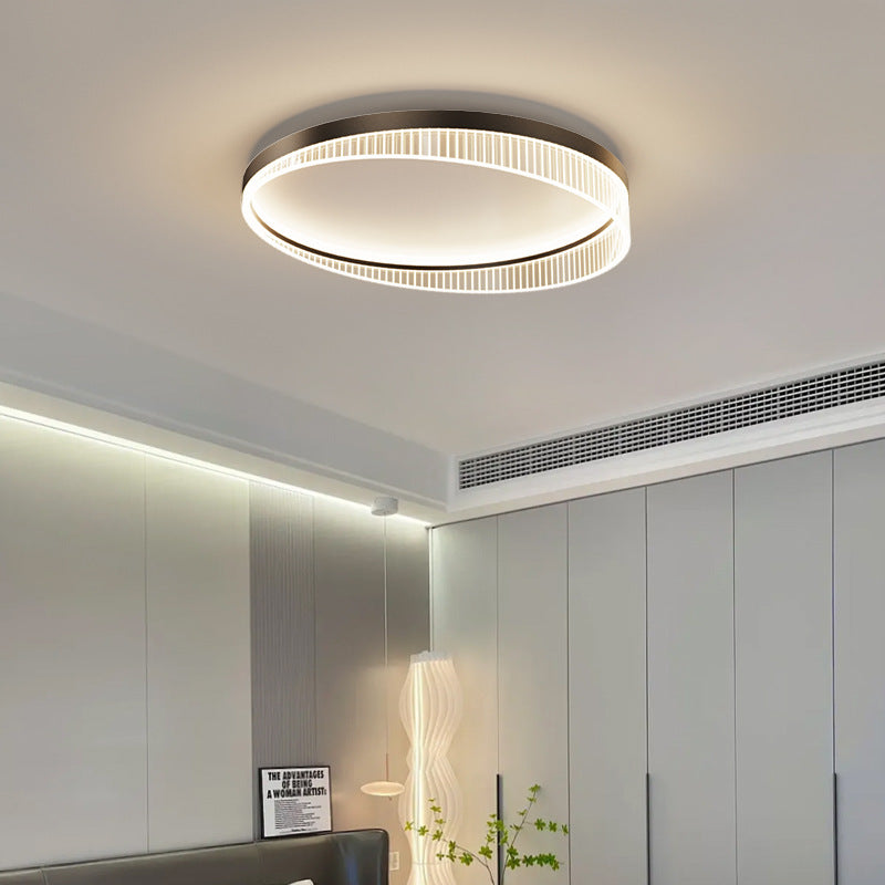 Modern Minimalist Round Iron Frame Acrylic Shade LED Flush Mount Ceiling Light For Bedroom