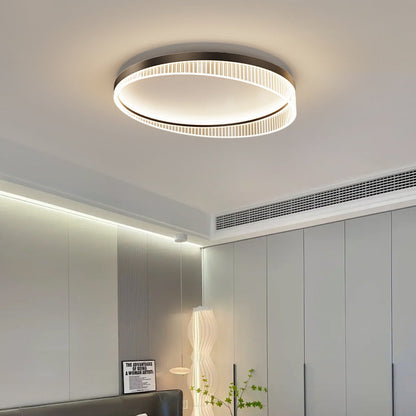 Modern Minimalist Round Iron Frame Acrylic Shade LED Flush Mount Ceiling Light For Bedroom